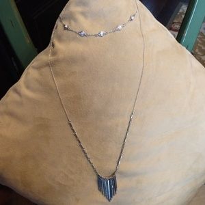 Multilayered Silver Geometric Necklace